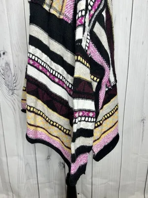 Easel Mix Print Striped Wool Blend Slouchy Sweater Crew Neck Boho Sz M thumbnail 7