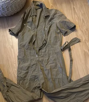Bershka Khaki Jumpsuit with Belt thumbnail 1