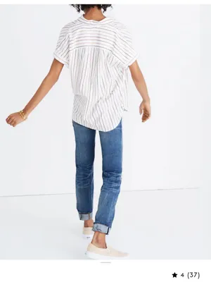 Madewell Central Shirt Oversized Button Front Top Multicolor Sadie Striped L thumbnail 3