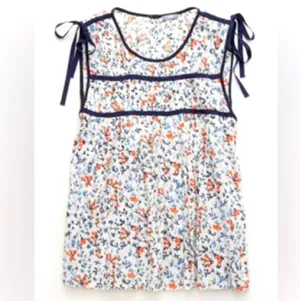Aerie floral swing tie shoulder blouse size small thumbnail 8