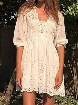 Free People White Eyelet Lottie Dress thumbnail 3