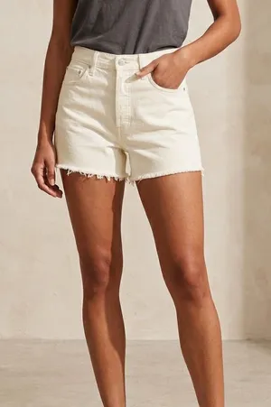 Levi’s Cream 70s High Slim Straight Cutoff Denim Shorts Size 27 thumbnail 1
