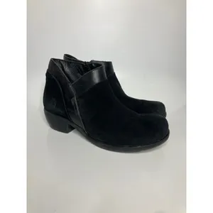 Fly London Ankle Boots Womens 40 Black Good Suede Leather Block‎ Heel Booties thumbnail 3
