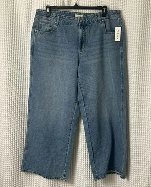 PacSun Casey Low Rise Baggy Wide Leg Jeans Women's 34 SHORT Blue Denim NWT thumbnail 2