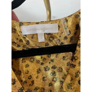 LoveShackFancy‎ Mini Party Dress Gold Metallic Floral Puff Sleeve Quiet Lixury thumbnail 4