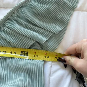 Zara Womens Size Medium Pleated Crop Top‎ Ruffles Blue Front Tie Boho Hippie thumbnail 3