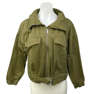 Zara Olive Green Zip Up Collared Long Sleeve Military Outdoor Jacket Coat Sz XS thumbnail 1