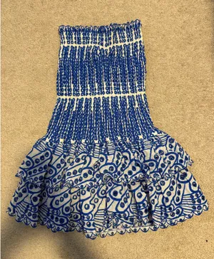 Strapless Blue and White Mini Dress thumbnail 1