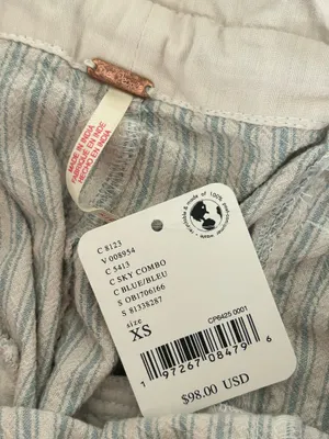 NWT Free People Runyon Oversize Stripe Pant Harem Sky Blue Drawstring XS thumbnail 6