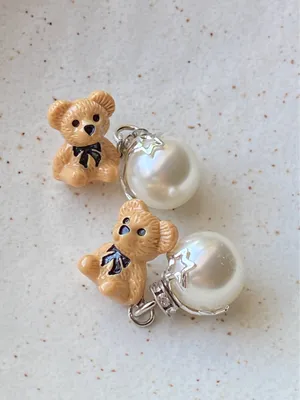 Handmade Kawaii teddy bear y2k fairy 2WAY studs & dangle earrings🧸🌟 thumbnail 8