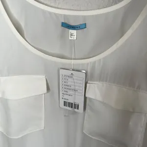 Anthropologie Leifnotes Beaded Chiffon White Tank Top 10 thumbnail 3