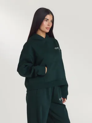Lounge Living Hoodie Women's Hoodie with Kangaroo Pocket Size S Forest Green thumbnail 5