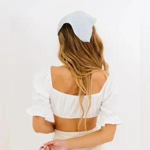Luca + Grae Pink‎ Tie Front Crop Top Puff Sleeves Size Small Cruise Summer thumbnail 6