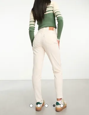 Levis High Waisted Mom Jean in Cream Cord thumbnail 4