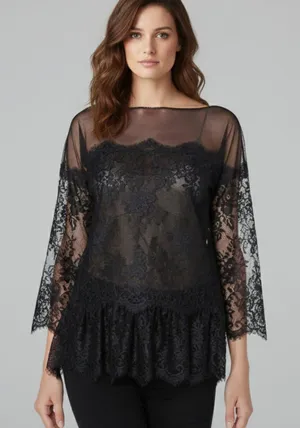 Intimissimi Black Lace 3/4 Sleeve Size Small NWT thumbnail 1