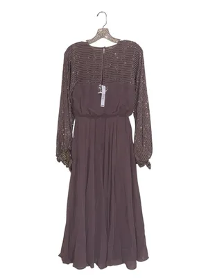 NEW ASOS DESIGN midi dress with linear yoke embellishment in mauve US 4 thumbnail 11