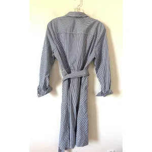 J. Crew Tie Waist Shirt Knee Length Dress Striped Navy Blue White Size 12 thumbnail 2