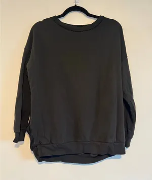 AllSaints Black Crewneck Sweatshirt With Sheer Overlay Women’s‎ Size 6 thumbnail 1