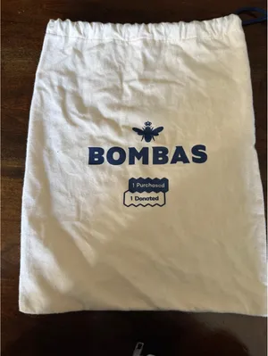 Bombas Drawstring Cotton Bag - Cream with Navy Logo thumbnail 1
