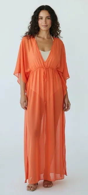 *Tommy Bahama Sheer Maxi Swim Cover-Up Womens S? Orange Beach Resort Travel thumbnail 1