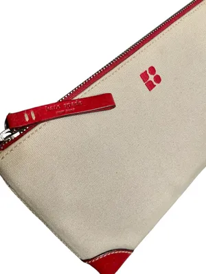 Kate Spade Made in Italy Vintage Cream Canvas & Red Leather Shoulder Bag thumbnail 3