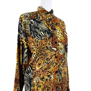 Vintage ‘90s Beechers Brook Tiger, Leopard & Zebra Print Long Sleeve Blouse thumbnail 3