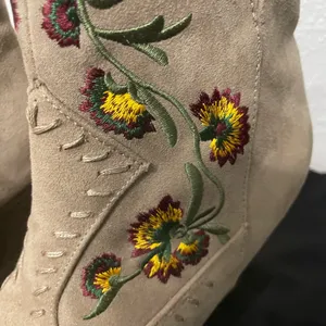 MIA Tan Ankle Booties with Floral Embroidery thumbnail 10