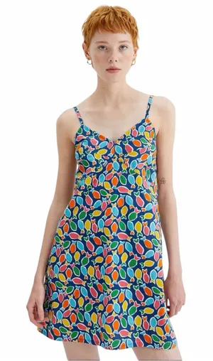 Compania Fantastica Cotton Poplin Swimming With The Fish Sleeveless Dress Large thumbnail 1
