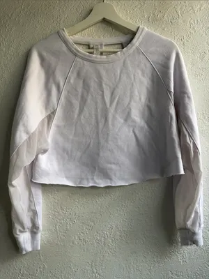 Alo Yoga Women's Cropped Long-Sleeve Pullover Top - White thumbnail 1