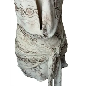 Princess Polly Snakepit Halter Plunge Mini Dress Women 0 Ivory Snake Print Party thumbnail 6