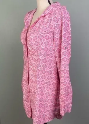 L.L.BEAN pink w/white and black lightweight “Shacket” (shirt/jacket), Large. EUC thumbnail 6