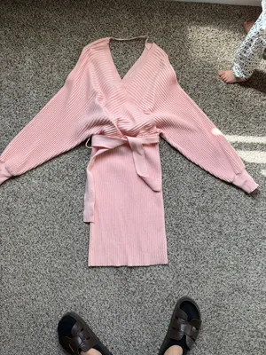 Boutique Chic pink wrap sweater dress thumbnail 3