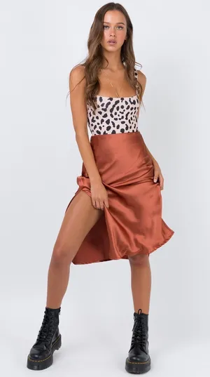 Princess Polly Cleo Lavoe Midi Skirt Rust size 8 thumbnail 1