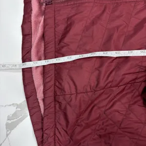 LL Bean Parka Jacket Womens Size XL Fleece Lined Primaloft Quilted Hooded Maroon thumbnail 5