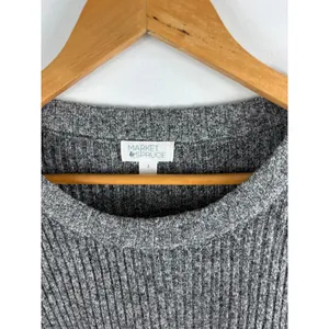 Melrose and Market Grey Ribbed Balloon Sleeve Sweater Size Large thumbnail 2