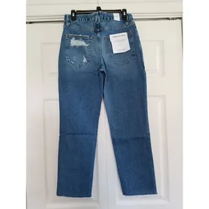 Good American Good Vintage Straight Leg Fray Jeans Indigo Blue Women's Sz 6/28 thumbnail 6