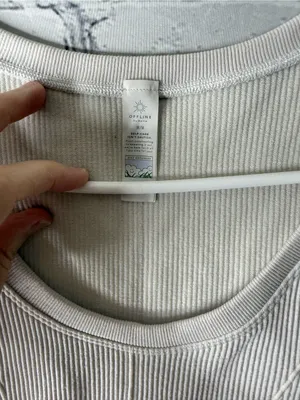 Offline by aerie Ribbed Scoop Neck Crop Top - Cream medium thumbnail 6
