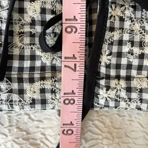 In The Beginning Womens Bria Tie Front Gingham Embroidered Blouse Black Size Lar thumbnail 9