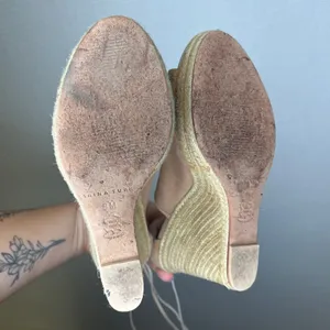 Trina Turk Tan Suede Espadrille Wedge Sandals Lace Up Ankle Tie 8M thumbnail 5