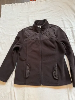 Carolyn Taylor Brown Quilted-Shoulder Fleece Zip Jacket thumbnail 7
