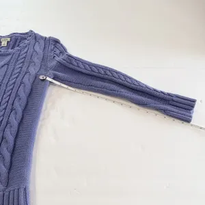 LL Bean Periwinkle Double L Mixed Cable Crew Neck Pullover Cotton Sweater XS Blue thumbnail 8