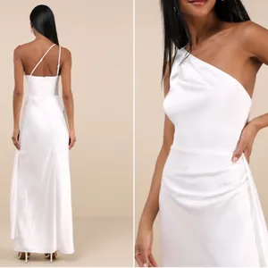 LULUS Bridal Wedding Shower Reception Bachelorette Sexy Flowy Romantic Satin Max thumbnail 6