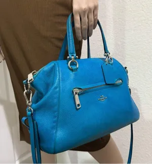 COACH Prairie Pebbled Leather Turquoise Color Satchel Crossbody RECOLORED! READ thumbnail 6