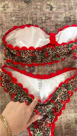 SHEIN Bathing suit set Cherries and Leopard Print thumbnail 2