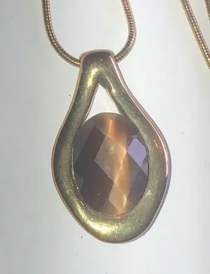 Reversible Green Brown Gemstone Boho Pendant Necklace thumbnail 3