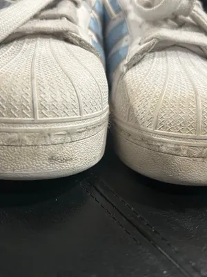 adidas White Sneakers with Light Blue Stripes thumbnail 6