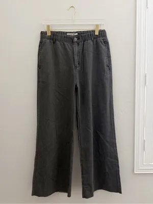 NWT Three Bird Nest Simply You Wide Leg Jeans washed black high-rise Boho Size L thumbnail 6