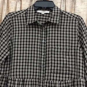 Loft Plaid Tiered Shirtdress thumbnail 2