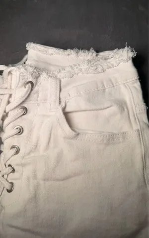 Shein White Lace-Up Flare High-Waisted Front Jeans thumbnail 6