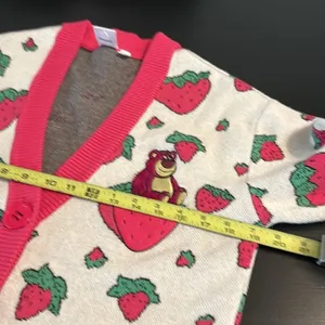 Disney Pixar Latso Strawberry Patterned Cardigan‎ with Pink Trim thumbnail 4